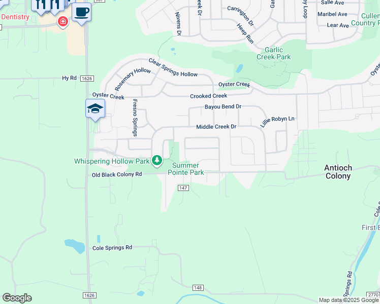 map of restaurants, bars, coffee shops, grocery stores, and more near 541 Summer Pointe in Buda