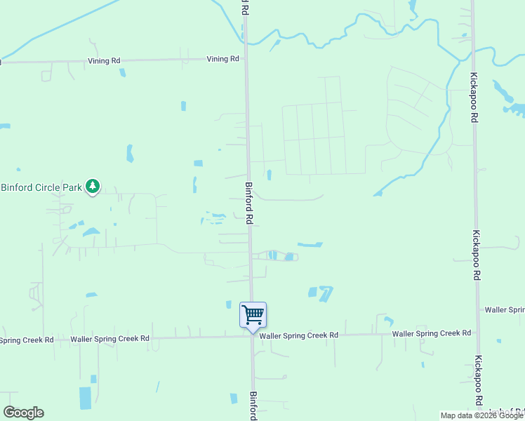 map of restaurants, bars, coffee shops, grocery stores, and more near 21410 Binford Road in Waller