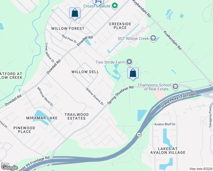 map of restaurants, bars, coffee shops, grocery stores, and more near 9116 Stratford Place in Tomball