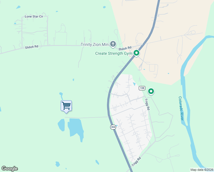 map of restaurants, bars, coffee shops, grocery stores, and more near 454 Texas 304 in Bastrop