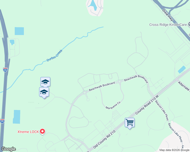 map of restaurants, bars, coffee shops, grocery stores, and more near 302 Caribbean pl in Saint Johns