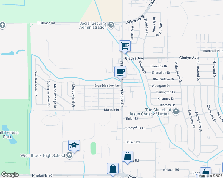 map of restaurants, bars, coffee shops, grocery stores, and more near 1150 2nd Street in Beaumont
