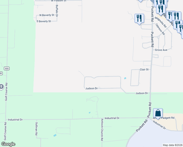 map of restaurants, bars, coffee shops, grocery stores, and more near 501 Judson Drive in Perry