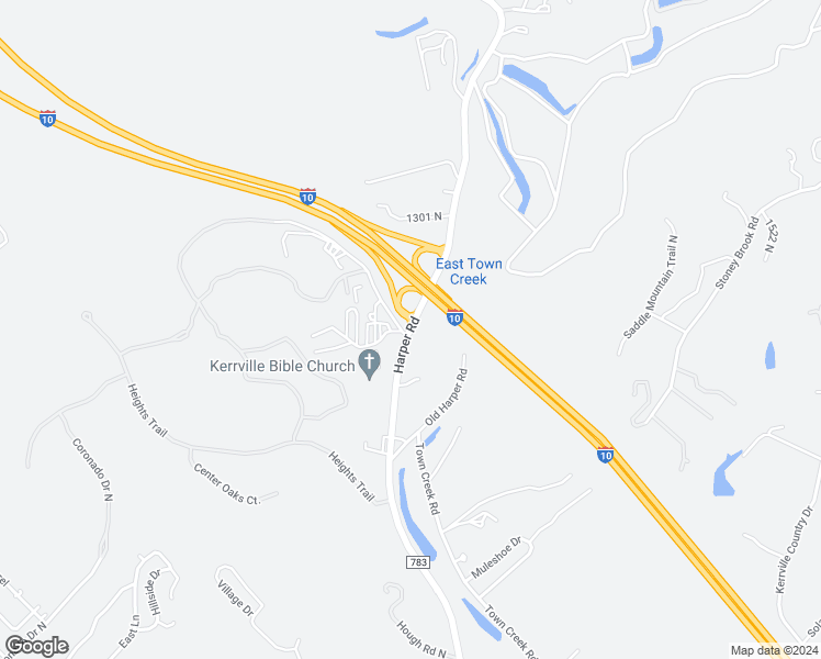 map of restaurants, bars, coffee shops, grocery stores, and more near 889-1497 Farm to Market Road 783 in Kerrville