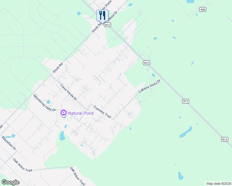 map of restaurants, bars, coffee shops, grocery stores, and more near 141 Casa Blanca Drive in Del Valle