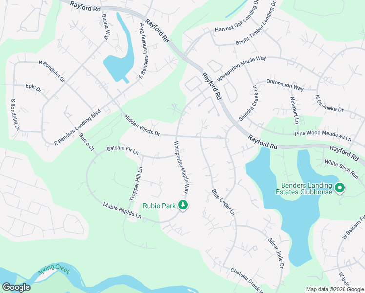 map of restaurants, bars, coffee shops, grocery stores, and more near 27426 Whispering Maple Way in Spring