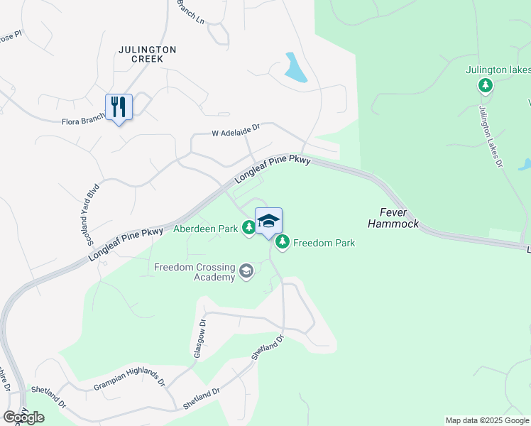 map of restaurants, bars, coffee shops, grocery stores, and more near 241 Leese Drive in Saint Johns