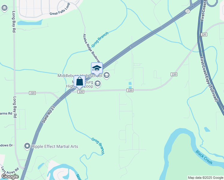 map of restaurants, bars, coffee shops, grocery stores, and more near 3733 County Road 220 in Middleburg