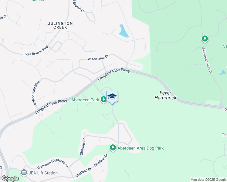 map of restaurants, bars, coffee shops, grocery stores, and more near 236 Leese Drive in Saint Johns
