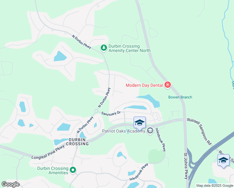 map of restaurants, bars, coffee shops, grocery stores, and more near 109 Pineta Way in Saint Johns