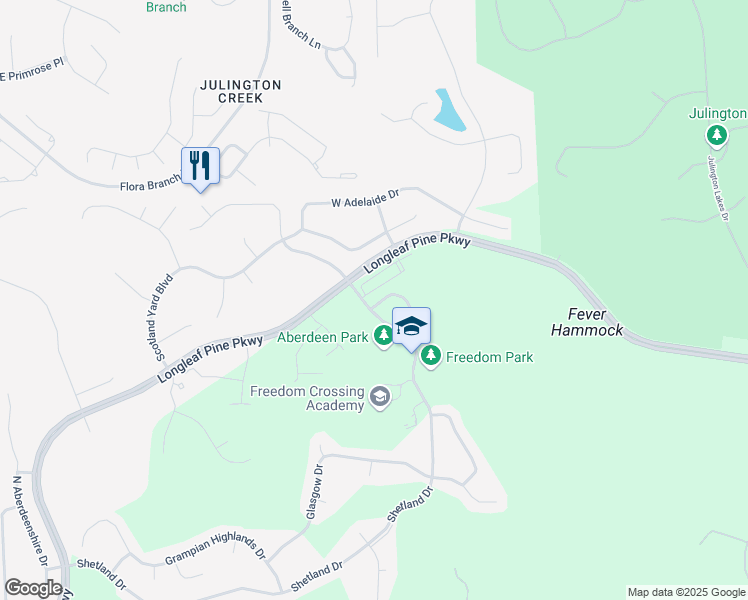 map of restaurants, bars, coffee shops, grocery stores, and more near 112 Leese Drive in Saint Johns