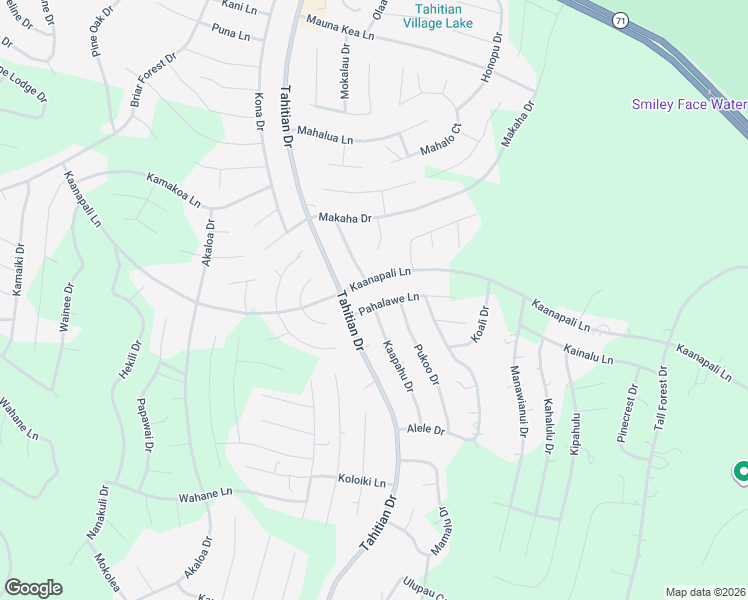 map of restaurants, bars, coffee shops, grocery stores, and more near 303 Kaanapali Lane in Bastrop