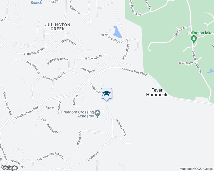 map of restaurants, bars, coffee shops, grocery stores, and more near 216 Leese Drive in Saint Johns