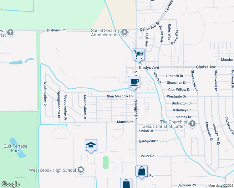 map of restaurants, bars, coffee shops, grocery stores, and more near 8812 Glen Meadow Lane in Beaumont