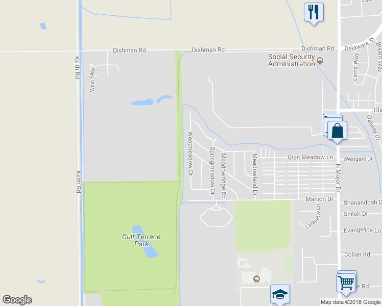 map of restaurants, bars, coffee shops, grocery stores, and more near 9699 Meadowick Drive in Beaumont