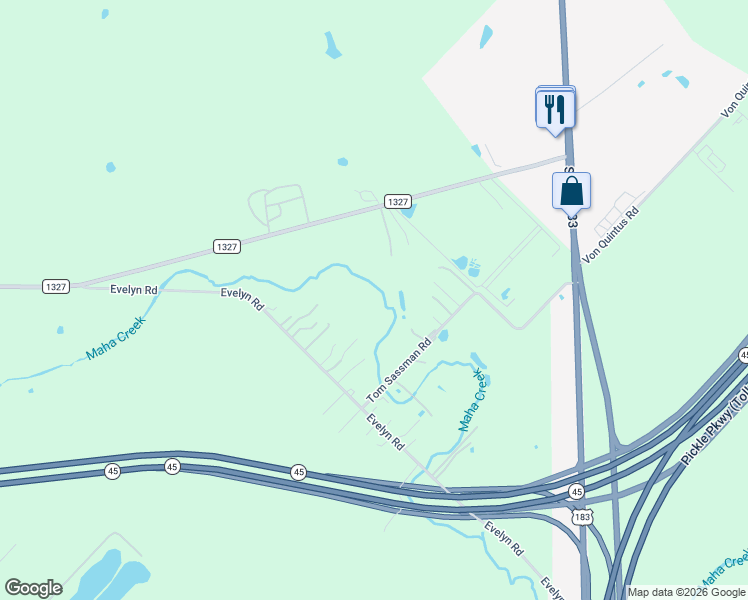 map of restaurants, bars, coffee shops, grocery stores, and more near 11248 Tom Sassman Road in Austin