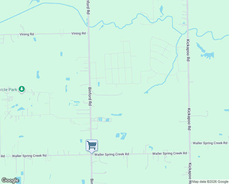 map of restaurants, bars, coffee shops, grocery stores, and more near 21512 Binford Rd in Waller