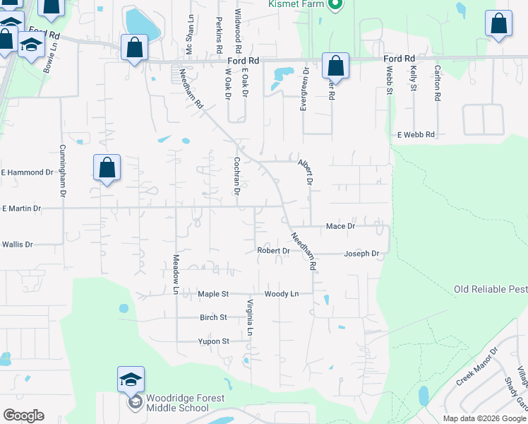 map of restaurants, bars, coffee shops, grocery stores, and more near 23143 East Martin Drive in Porter