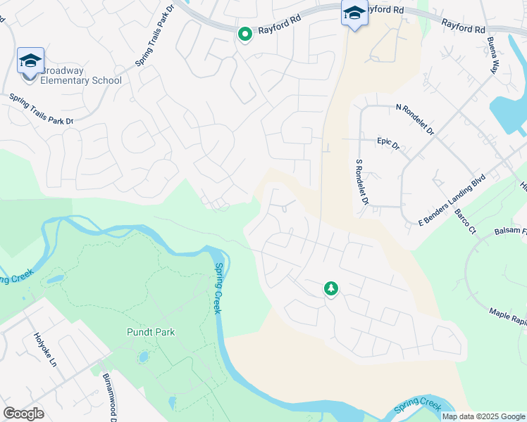 map of restaurants, bars, coffee shops, grocery stores, and more near 27920 Parkside Creek Drive in The Woodlands