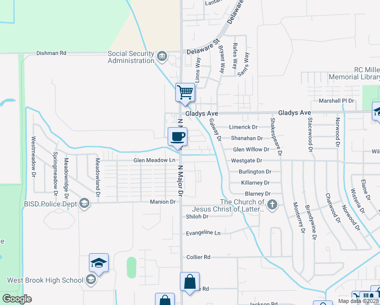 map of restaurants, bars, coffee shops, grocery stores, and more near 1212 North Major Drive in Beaumont