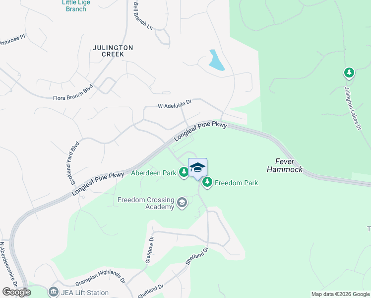 map of restaurants, bars, coffee shops, grocery stores, and more near 164 Leese Drive in Saint Johns