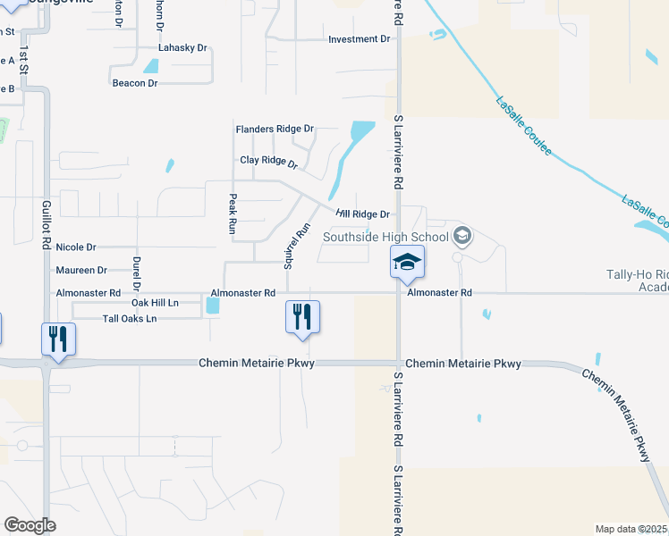 map of restaurants, bars, coffee shops, grocery stores, and more near Peak Valley Street in Youngsville