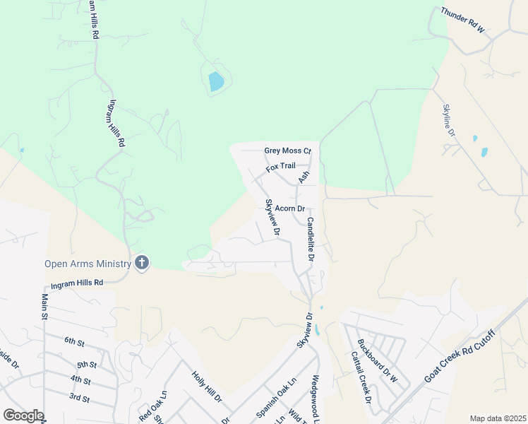 map of restaurants, bars, coffee shops, grocery stores, and more near 331 Skyview Drive in Ingram