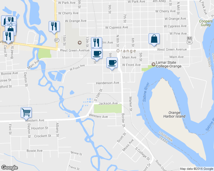 map of restaurants, bars, coffee shops, grocery stores, and more near 927 Henderson Ave in Orange
