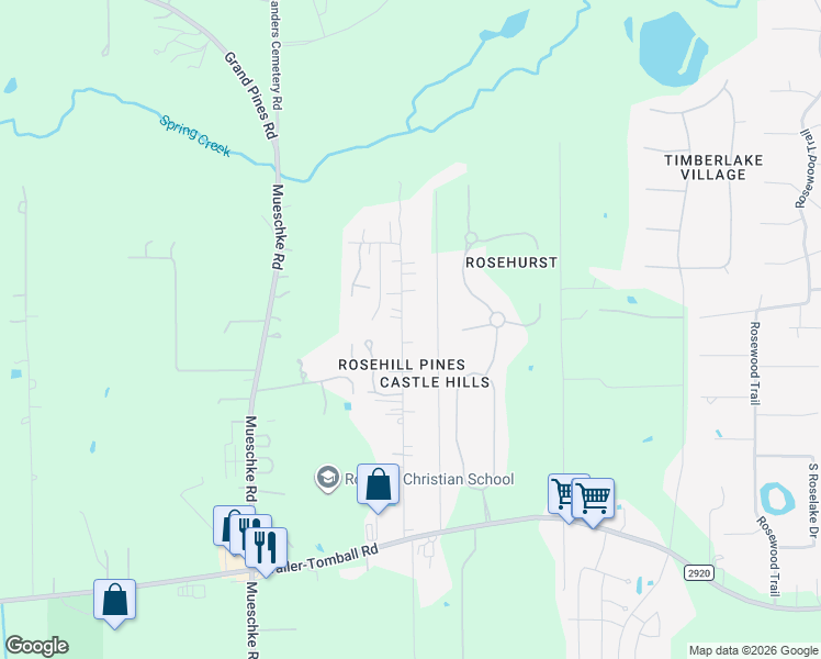 map of restaurants, bars, coffee shops, grocery stores, and more near 22330 Main Boulevard in Tomball