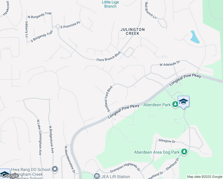 map of restaurants, bars, coffee shops, grocery stores, and more near 152 Scotland Yard Boulevard in Fruit Cove