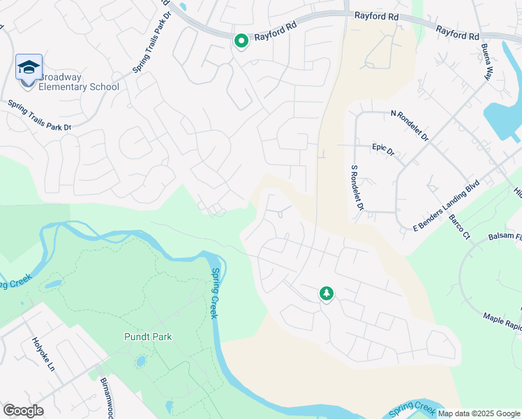 map of restaurants, bars, coffee shops, grocery stores, and more near 27920 Parkside Creek Drive in The Woodlands