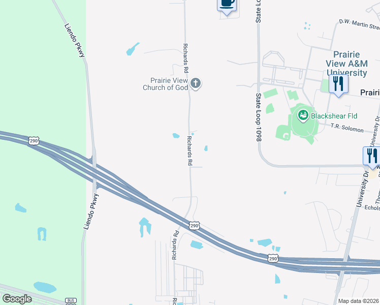 map of restaurants, bars, coffee shops, grocery stores, and more near 23929 Richards Road in Hempstead