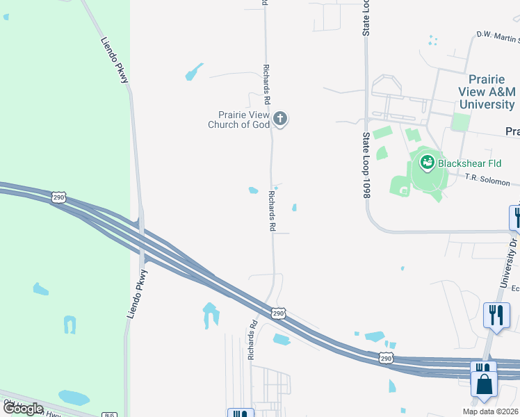 map of restaurants, bars, coffee shops, grocery stores, and more near 23929 Richards Road in Hempstead