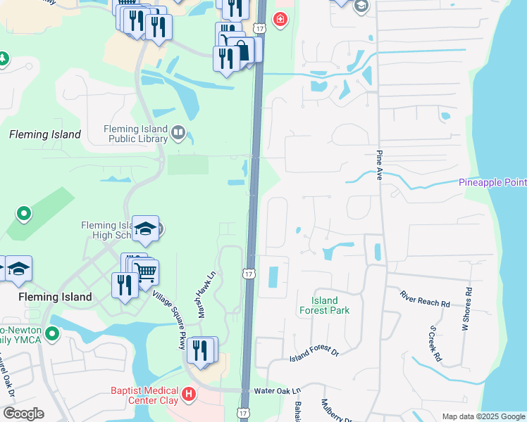 map of restaurants, bars, coffee shops, grocery stores, and more near 2201 Eagle Talon Circle in Fleming Island