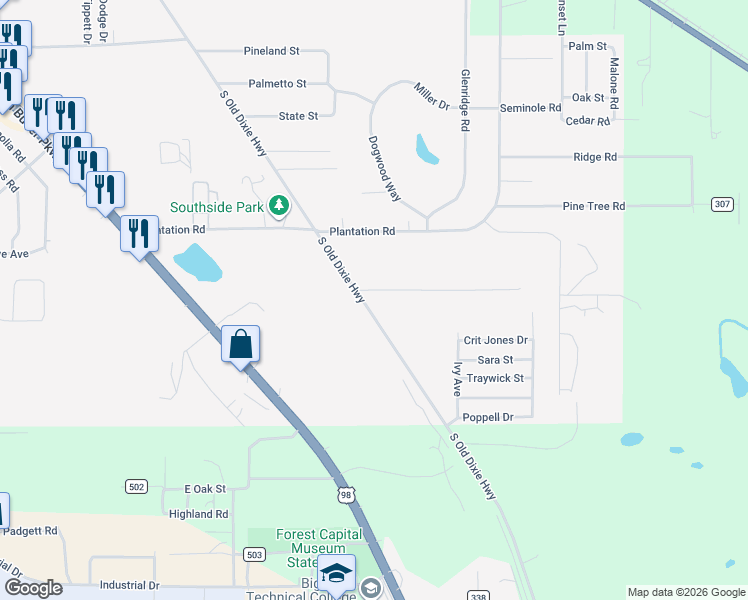 map of restaurants, bars, coffee shops, grocery stores, and more near 272-274 O Quinn Rd in Perry