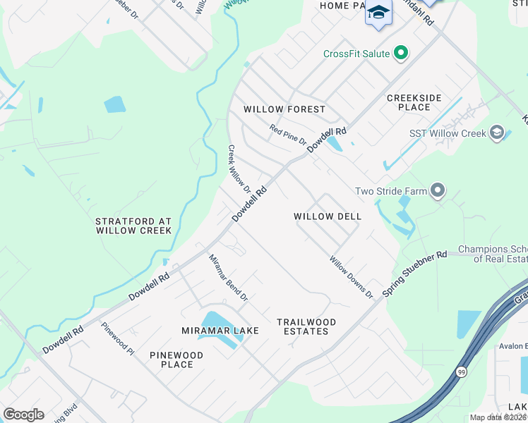 map of restaurants, bars, coffee shops, grocery stores, and more near 8815 Dowdell Road in Tomball