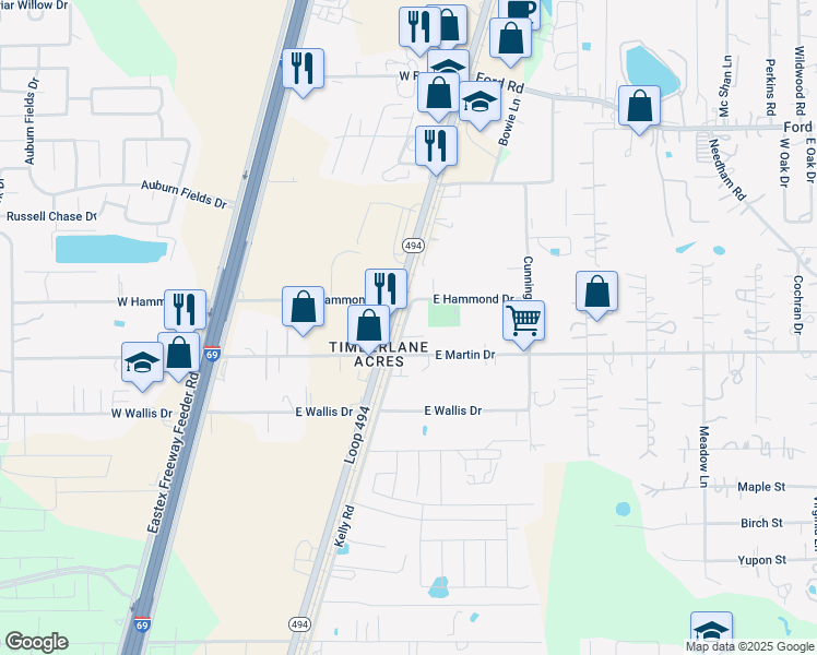 map of restaurants, bars, coffee shops, grocery stores, and more near 24595 Gilbert Drive in Porter