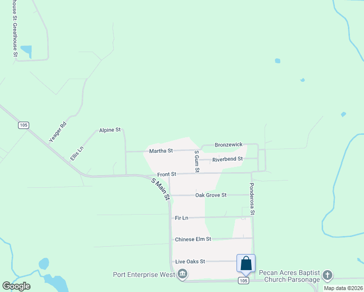 map of restaurants, bars, coffee shops, grocery stores, and more near 3365 Martha Street in Vidor