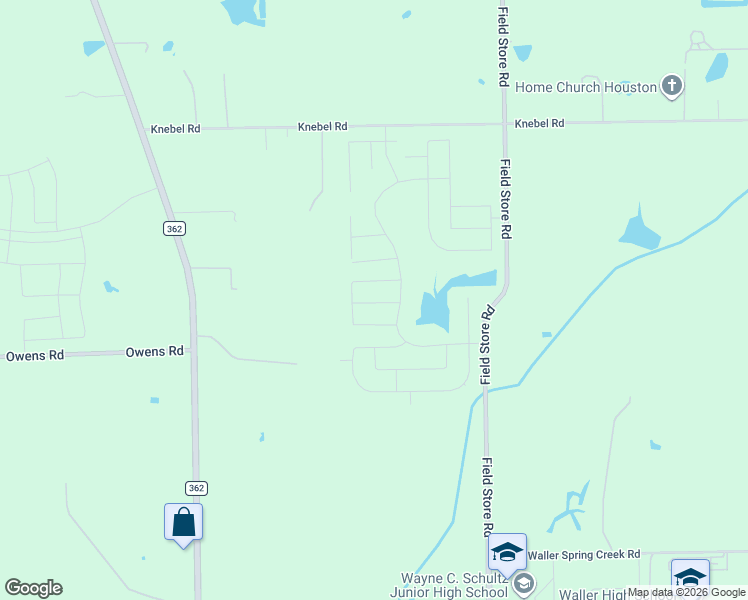 map of restaurants, bars, coffee shops, grocery stores, and more near 21530 Field Store Road in Waller