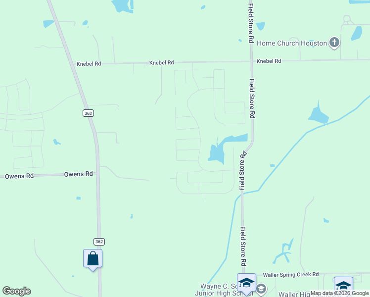 map of restaurants, bars, coffee shops, grocery stores, and more near 21530 Field Store Road in Waller