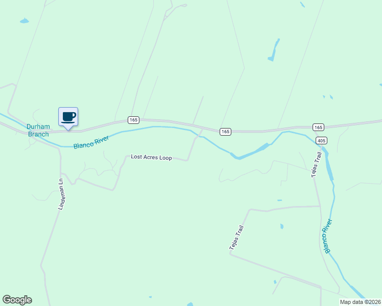 map of restaurants, bars, coffee shops, grocery stores, and more near 223 Lost Acres Loop in Blanco