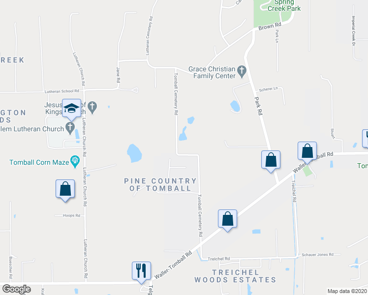 map of restaurants, bars, coffee shops, grocery stores, and more near 22640 Tomball Cemetery Road in Tomball