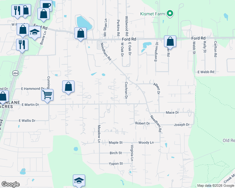 map of restaurants, bars, coffee shops, grocery stores, and more near 24524 Vale Lane in Porter