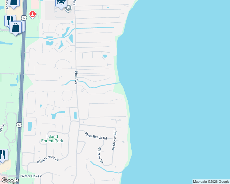 map of restaurants, bars, coffee shops, grocery stores, and more near 154 Cedar Run Drive in Orange Park