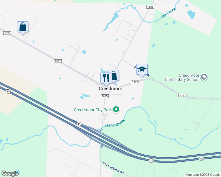 map of restaurants, bars, coffee shops, grocery stores, and more near in Creedmoor