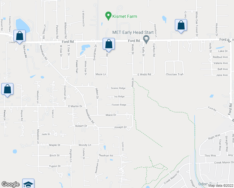 map of restaurants, bars, coffee shops, grocery stores, and more near 24548 Appian Ridge in Porter