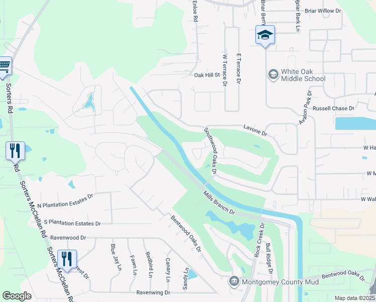 map of restaurants, bars, coffee shops, grocery stores, and more near 24504 Pomeroy Grove Drive in Porter