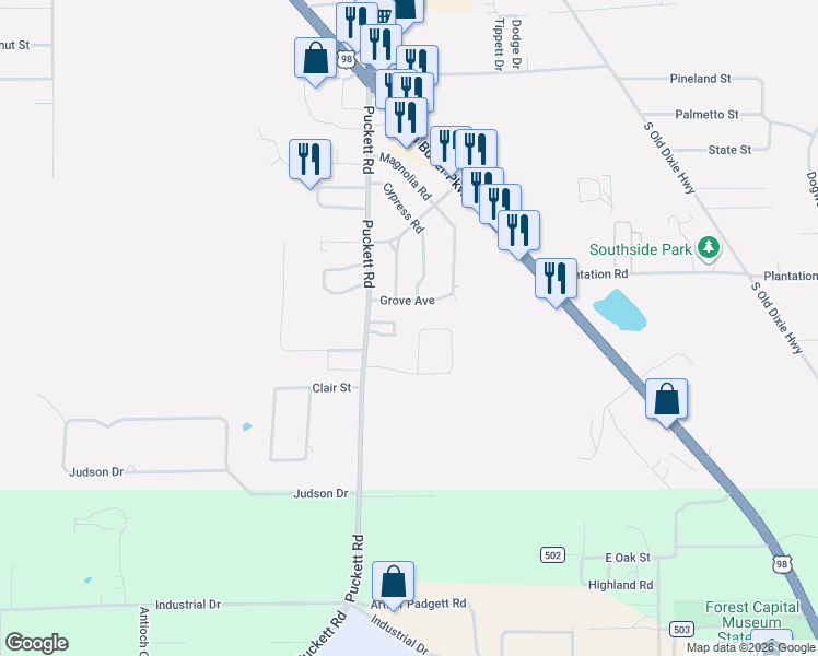 map of restaurants, bars, coffee shops, grocery stores, and more near 411 Mitchell Drive in Perry