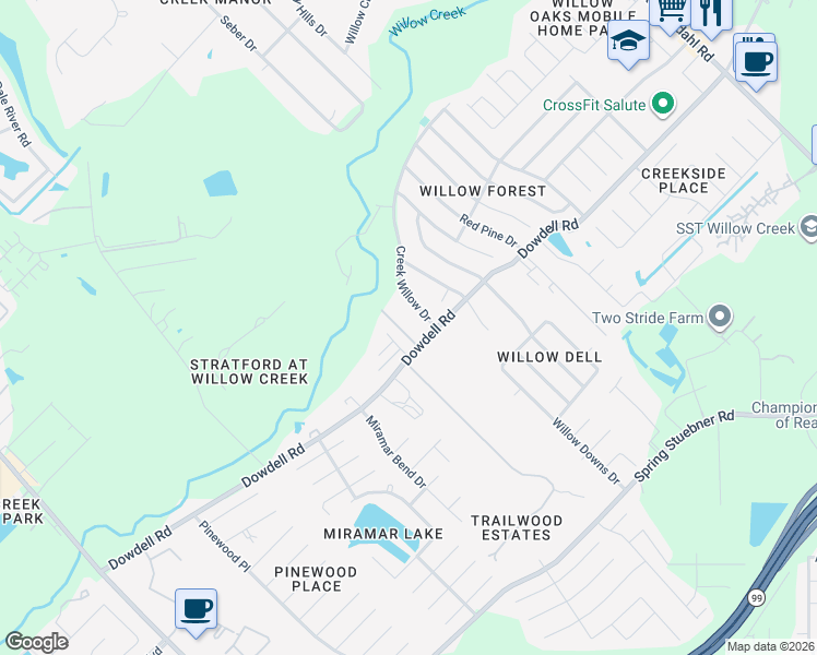 map of restaurants, bars, coffee shops, grocery stores, and more near 22214 Singleleaf Lane in Tomball