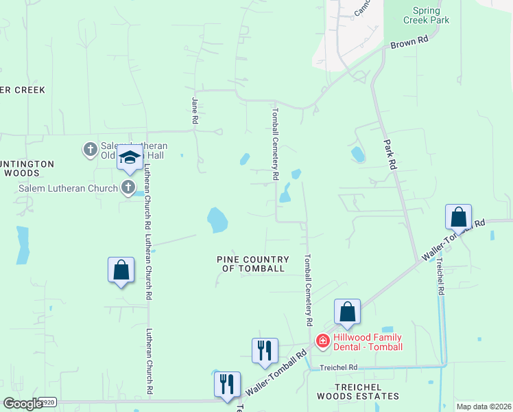 map of restaurants, bars, coffee shops, grocery stores, and more near 22725 Tomball Cemetery Rd in Tomball